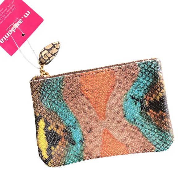 M.Andonìa Handbags - NWT M. Andonìa Orange & Teal Snake Leather Coin Pouch Bag Purse